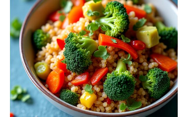 Close-up of a vibrant bowl of plant-based stir-fry, symbolizing a focus on metabolic health and nutrition for adults 35+.