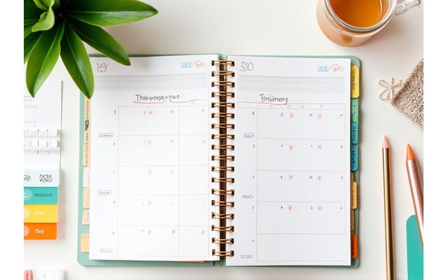 A person writing in a planner with multiple colored pens and tabs, signifying customization and organization of various metrics.