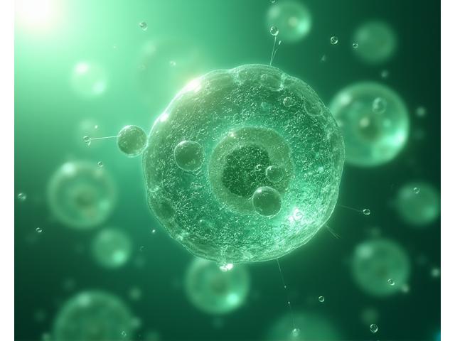 Microscopic view of healthy cells, representing cellular aging research and longevity science.